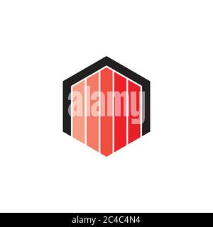 stripes hexagon logo vector Stock Vector