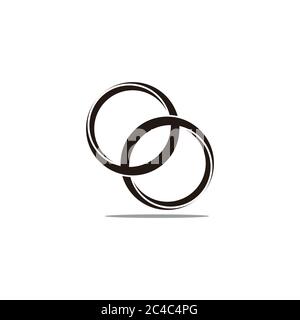 linked 3d shadow rings symbol decoration logo vector Stock Vector