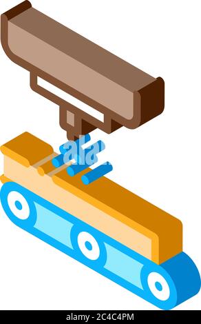 wood processing isometric icon vector illustration Stock Vector