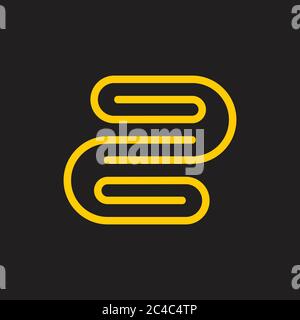 number two paper clip lines art brand logo Stock Vector