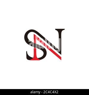 letter sn simple linked colorful design logo vector Stock Vector