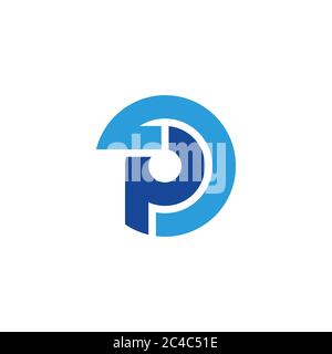 letter pd circle rotation arrow geometric design logo vector Stock Vector