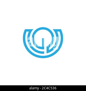 abstract letter u stripes geometric lin logo vector Stock Vector