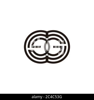 letter ge linked linear stripes round design symbol vector Stock Vector