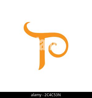 letter pt curves loop design logo vector Stock Vector