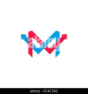 letter m linked arrow geometric line logo vector Stock Vector