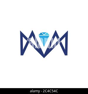 letter m line geometric diamond logo vector Stock Vector