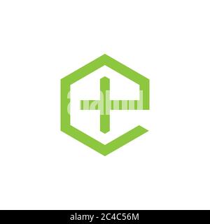 letter e plus hexagonal logo vector Stock Vector