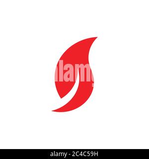 letter s simple curves red flame geometric design logo vector Stock Vector