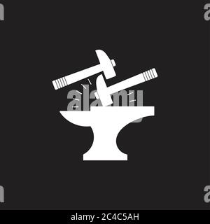 spark iron hammer blacksmith symbol logo vector Stock Vector