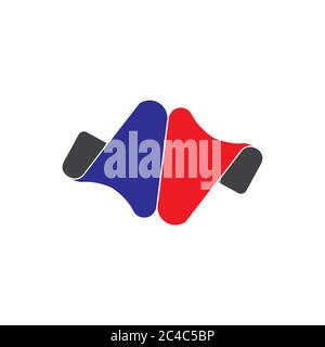 3d opposite direction arrow logo vector Stock Vector