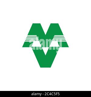 letter mv mountain green logo vector Stock Vector