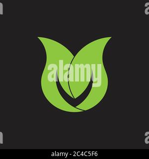letter v linked leaf shape monogram geometric logo vector Stock Vector