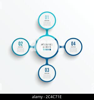 Vector infographic template with 3D paper label, integrated circles. Business concept with 4 options. For content, diagram, flowchart, steps, parts. Stock Vector