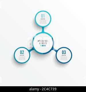 Vector infographic template with 3D paper label, integrated circles. Business concept with 3 options. For content, diagram, flowchart, steps, parts. Stock Vector