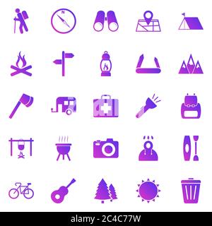 Trekking gradient icons on white background, stock vector Stock Vector