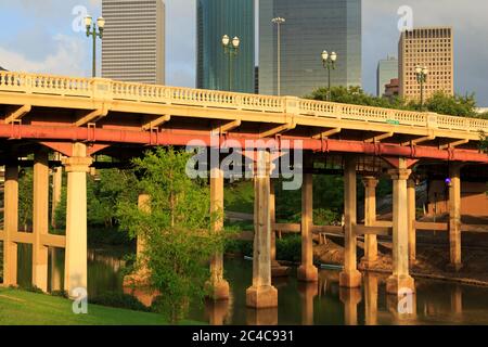 Sabine Bridge in Buffalo Bayou Park,Houston,Texas,USA Stock Photo