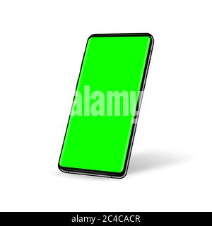 Phone with green screen chroma key background. Vector illustration Stock Vector