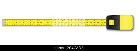 measuring ruler tape for tool roulette on white background Stock Vector