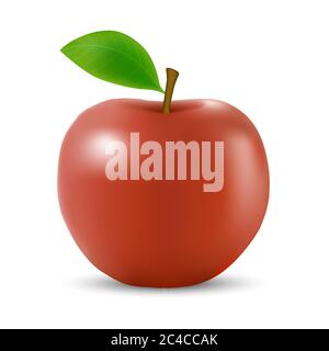 Realistic 3d red apple Isolated On White Background Stock Vector