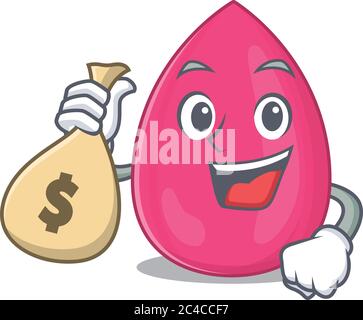 Crazy rich Cartoon picture of makeup sponge having money bags Stock Vector