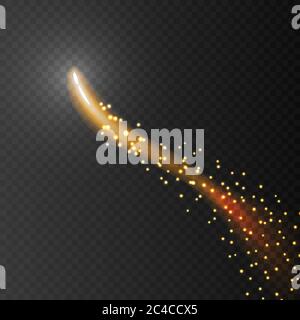 Realistic color vector meteor asteroid comet in the night sky in space ...