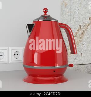 Red Electric Kettle With Temperature Control Retro Design 3d