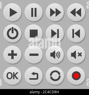 Set of navigation round buttons of clicker Stock Vector