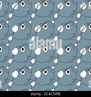 Seamless pattern with blowfish in water Stock Vector