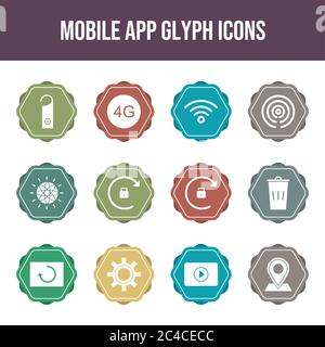 12 Mobile App Vector Icons in One Set Stock Vector