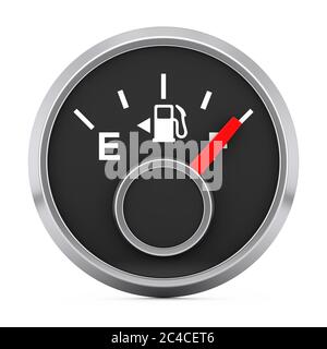 Fuel Dashboard Gauge Showing a Full Tank in front of Red Metal Jerrycan ...