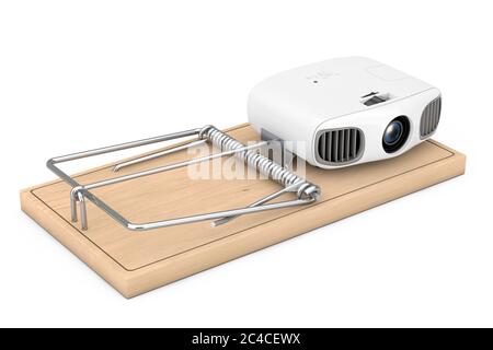 https://l450v.alamy.com/450v/2c4cewx/cheap-electronic-problems-concept-home-cinema-entertainment-full-hd-projector-in-wooden-mousetrap-on-a-white-background-3d-rendering-2c4cewx.jpg