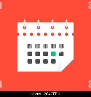 white calendar icon in flat style Stock Vector