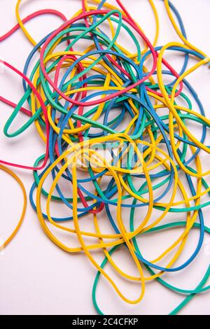 multi colored rubber band on white background Stock Photo