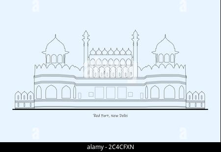How To Draw Red Fort / Lal kila Drawing ~ Step by Step ll (very easy) -  YouTube