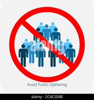 Ban on gathering. Prohibition of assembly for two, three, four, five, six or more people. Social Distancing Keep Your Distance 6 Feet Icon. Isolated v Stock Vector