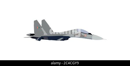 sukhoi su-30 fighter plane vector illustration Stock Vector