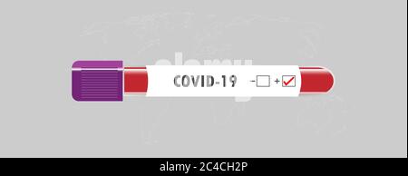 Coronavirus covid 19 infected blood vial. Corona virus covid 19 research laboratory, coronavirus covid-19 vaccine research Stock Vector