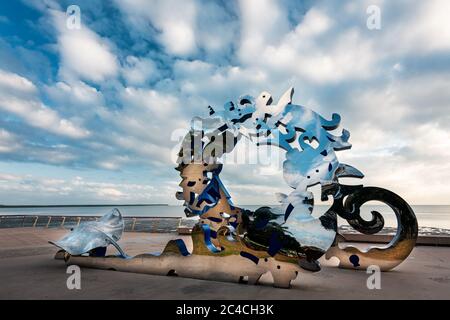 Outstanding artwork called 'Citizens Gateway to the Great Barrierb Reef' located in Cairns. Stock Photo