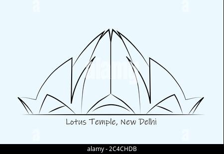 lotus design on a temple abstract line work Stock Vector