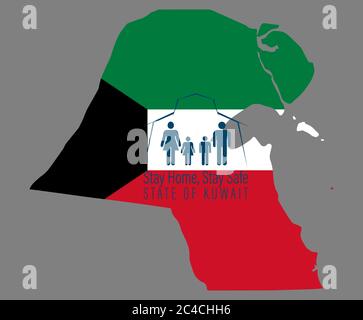 Concept Coronavirus. State of Kuwait map. Vector Corona virus outbreak with State of Kuwait map. Pandemic and corona virus outbreaks. Stock Vector