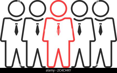 group of thin line people like leadership or teamwork Stock Vector