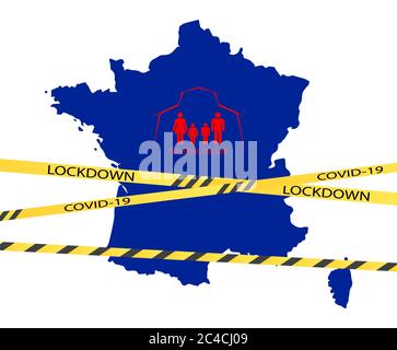 Concept Coronavirus. France map. Vector Corona virus outbreak with France map. Pandemic and corona virus outbreaks. Stock Vector