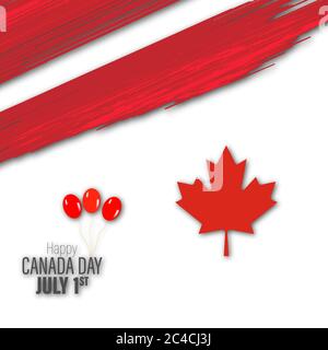 Happy Canada Day poster. Vector illustration greeting card. Canada Maple leaves on white background. red paper cut canada maple leaf. 1st of July cele Stock Vector