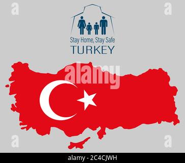Concept Coronavirus. Turkey map. Vector Corona virus outbreak with Turkey map. Pandemic and corona virus outbreaks. Stock Vector