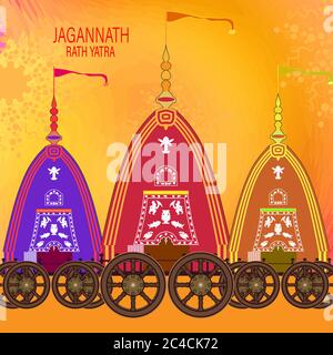 Vector Illustration of Ratha Yatra of Lord Jagannath is also known as Bahuda Jatra, innovative Vector design of Ratha Yatra of Lord Jagannath, Balabha Stock Vector