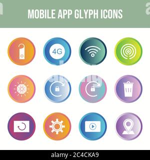 12 Mobile App Vector Icons in One Set Stock Vector