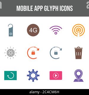 12 Mobile App Vector Icons in One Set Stock Vector