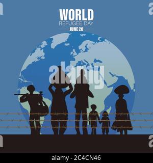 World Refugee Day. Concept of social event. 20 June-vector. International immigration concept background. Flat illustration or vector concept backgrou Stock Vector
