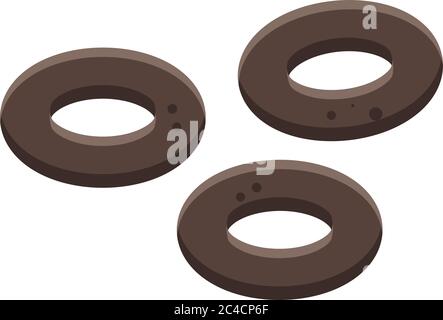 Chocolate cereal rings icon, isometric style Stock Vector